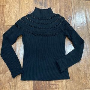 Cashmere Cotton Blend Black Sweater - Small